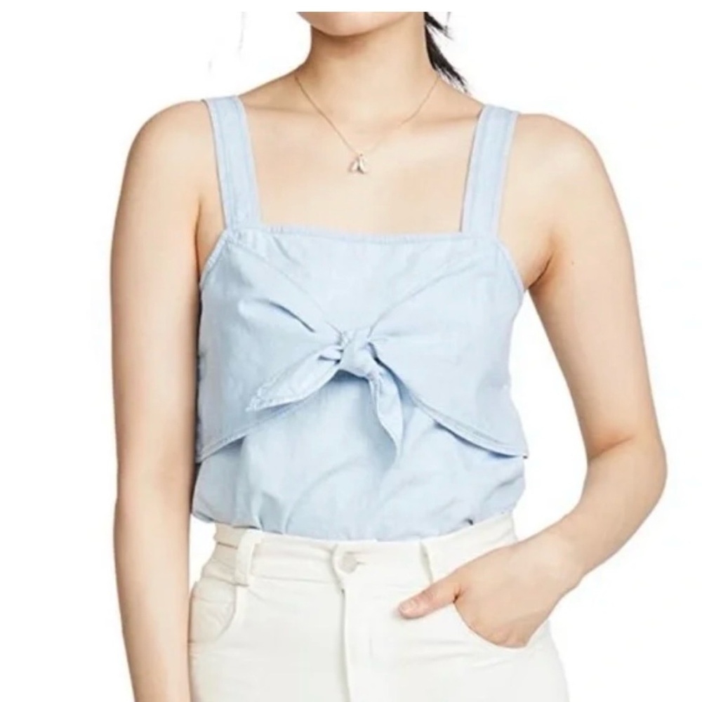 Madewell Light Blue Tie-Front Cotton Camisole